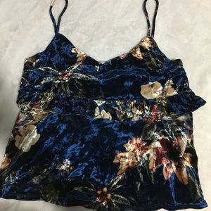 Teal blue floral top